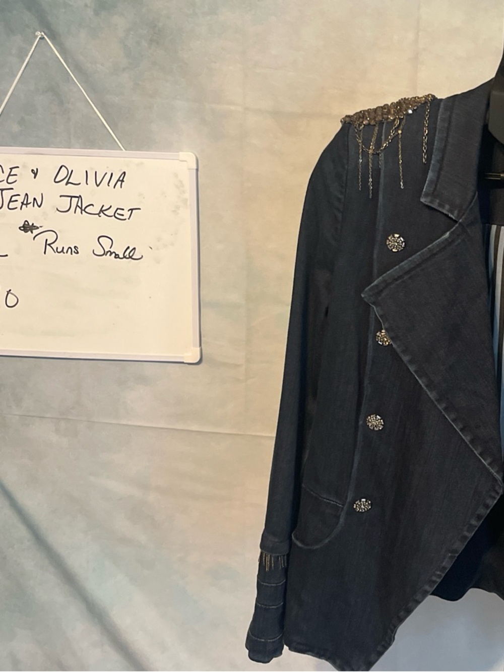 Alice + Olivia Black Embellished Jean Blazer